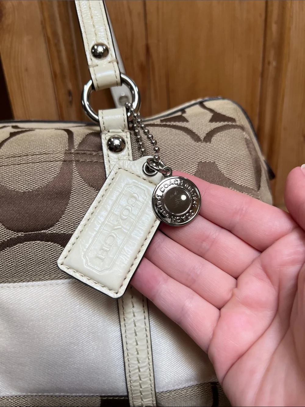 Coach F13551 Signature Stripe Satchel